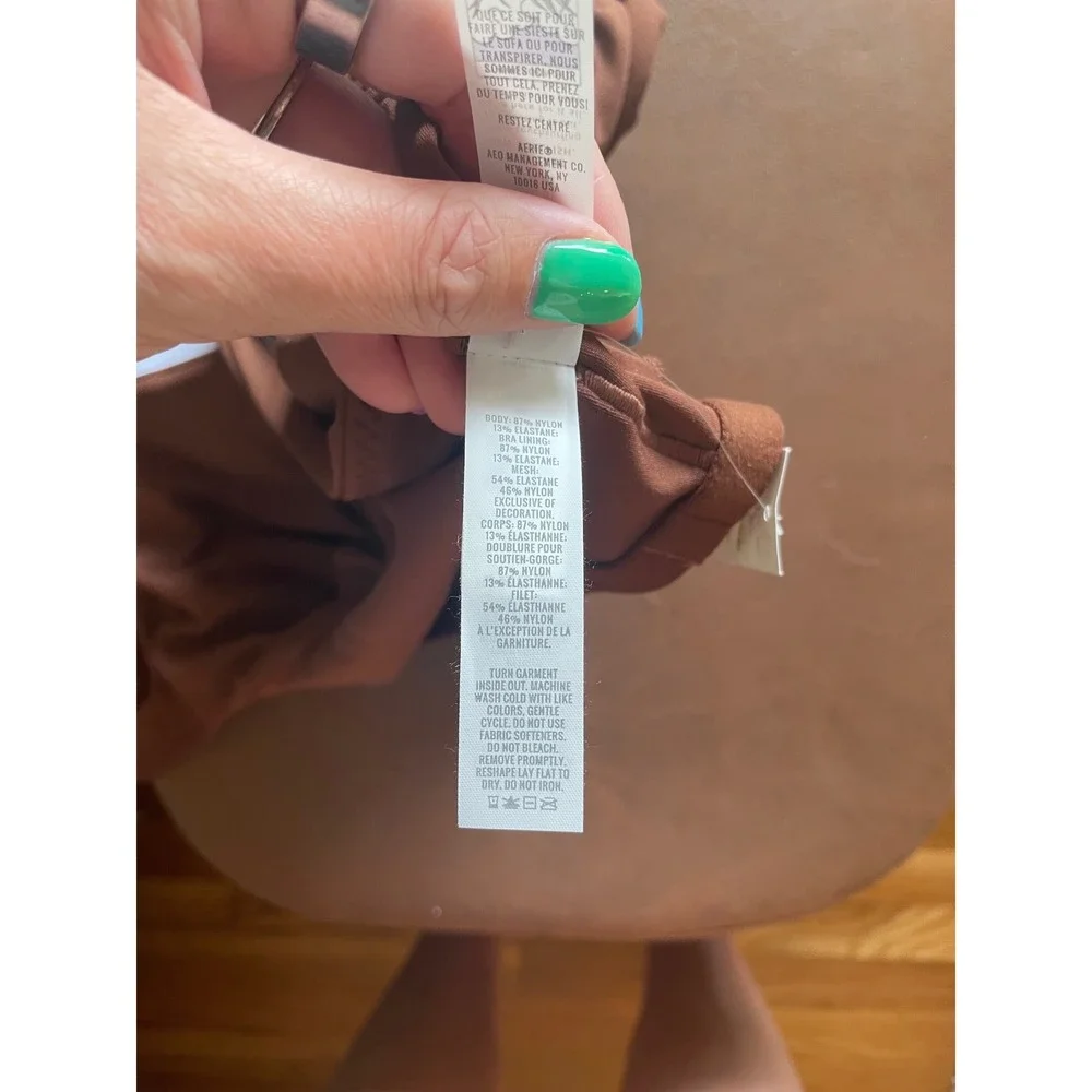 OFFLINE by Aerie Real Me Strappy Sports Bra Brown White Stripe XL NEW